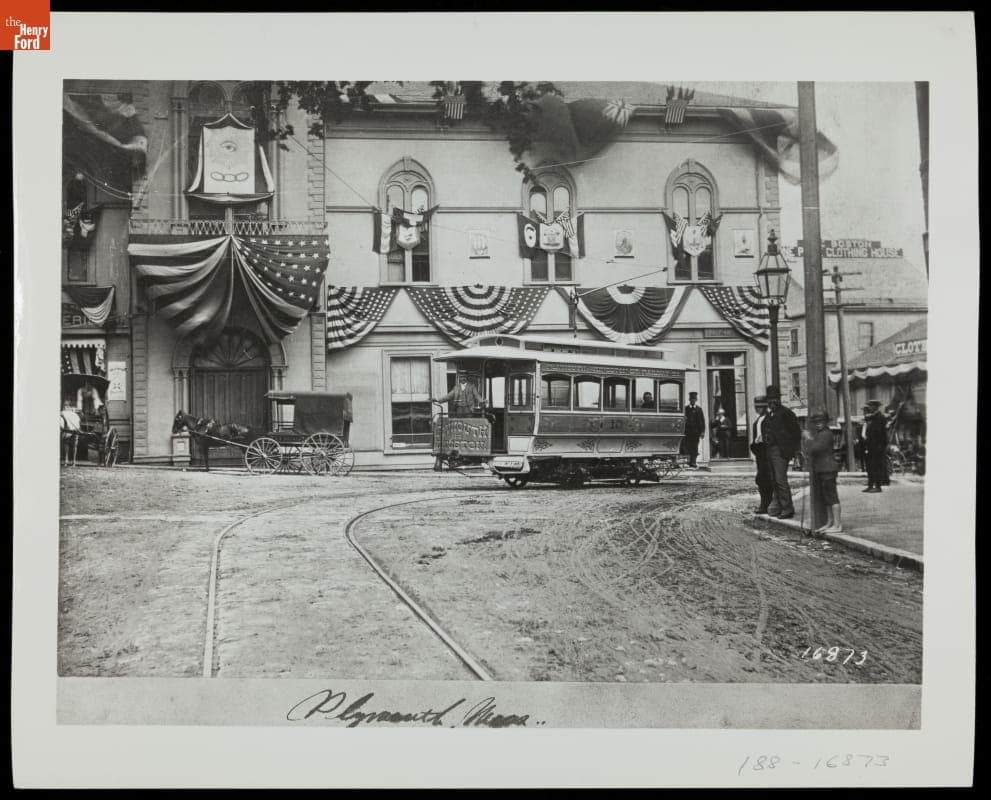 Electric Streetcar in Plymouth, Massachusetts, circa 1890