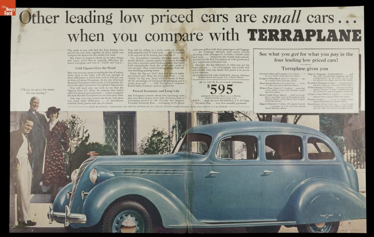 "Other Leading Low Priced Cars are Small Cars When You Compare with Terraplane," 1936