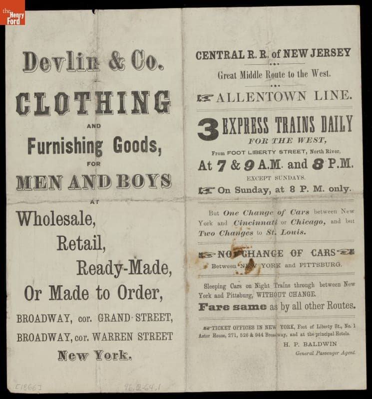 Central Railroad of New Jersey, Great Middle Route to the West. Allentown Line, 1866