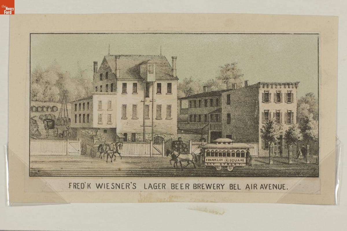 "Fred'k Weisner's Lager Beer Brewery, Bel Air Avenue," Baltimore, circa 1870