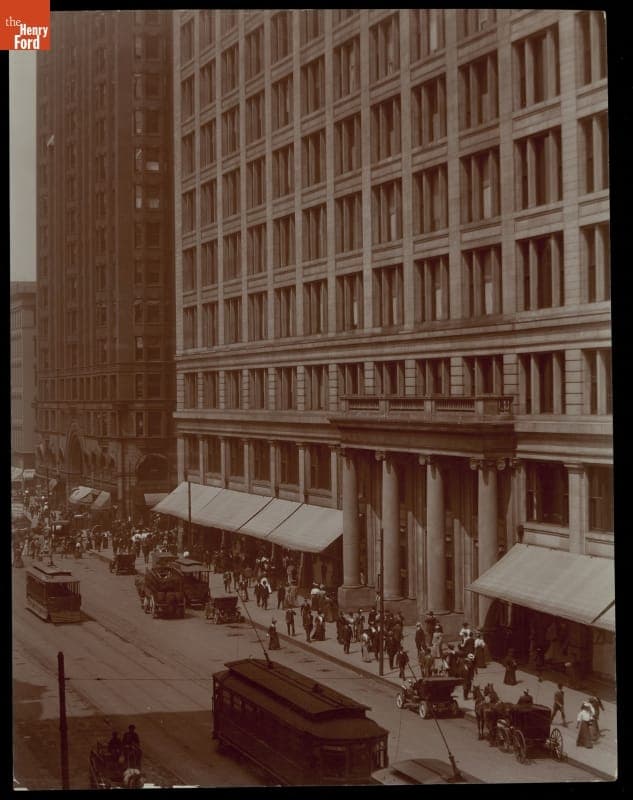 Entrance to Marshall Field's Department Store, Chicago, Illinois, circa 1908