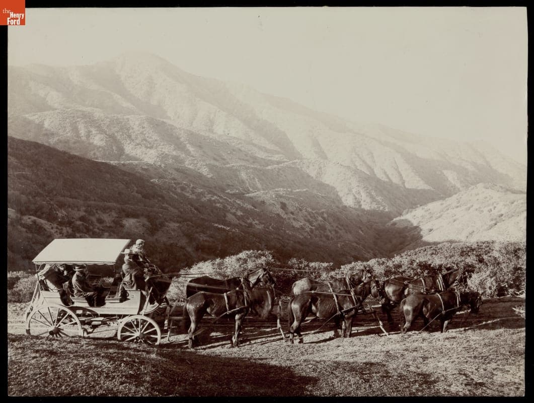 Tourist Coach on a Mountain Trail, California, circa 1905