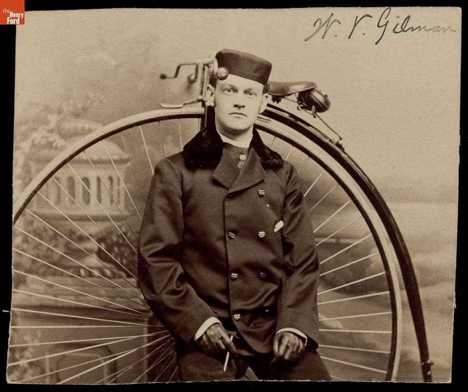 W.V. Gilman with High-Wheel Bicycle, circa 1885