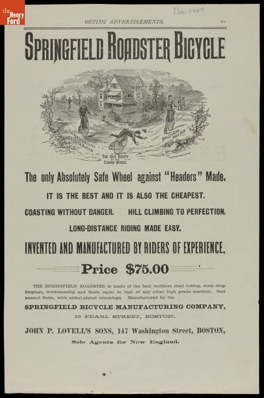 Springfield Roadster Bicycle, 1887