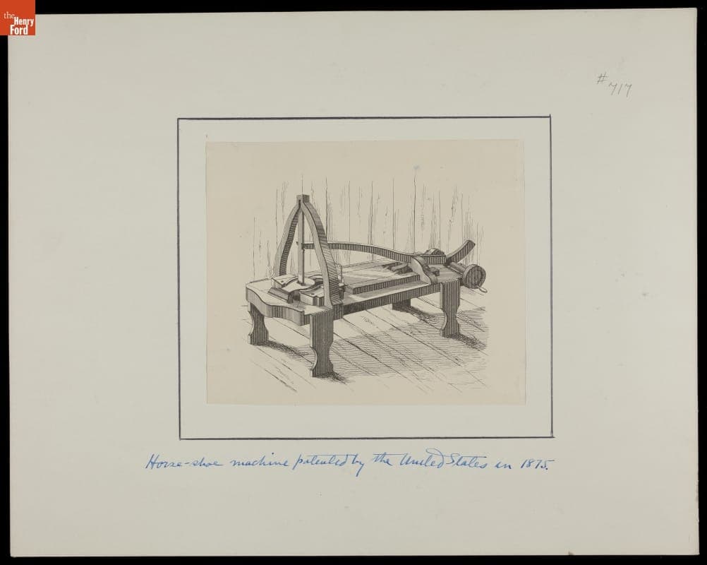Engraving, Horseshoe Manufacturing Machine Patented by United States in 1875