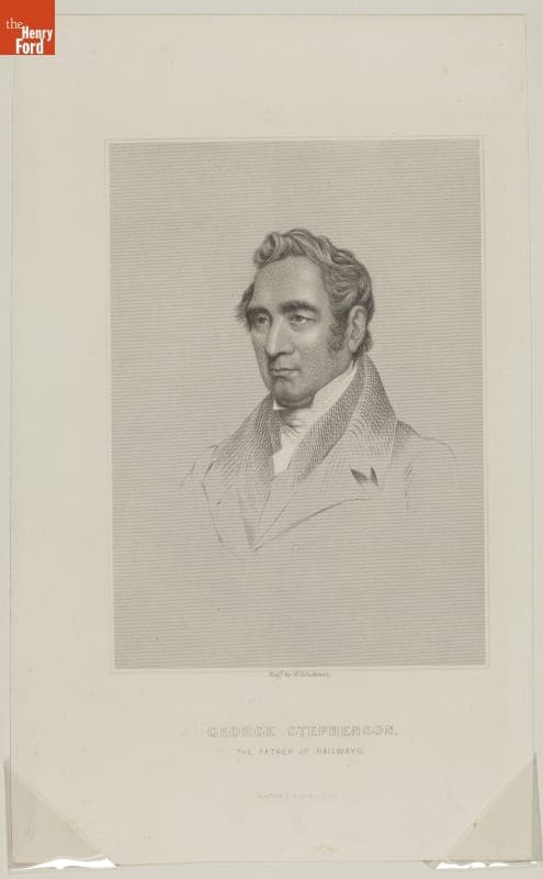 Steel Engraving, Portrait of George Stephenson, "Father of Railways," circa 1855