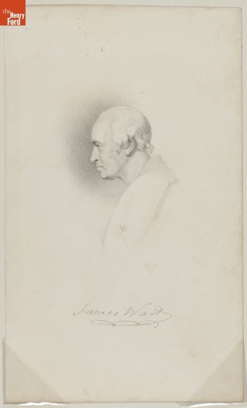 Copperplate Engraving, Portrait of James Watt, circa 1840