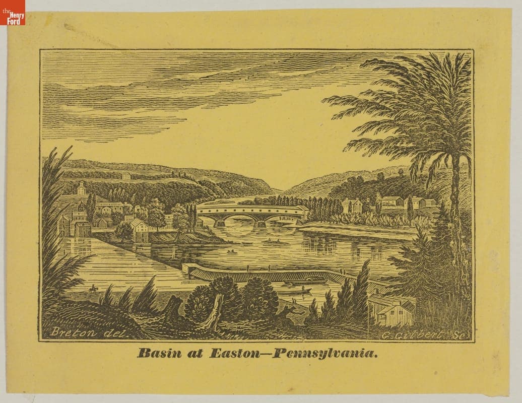 Wood Engraving, "Basin at Easton - Pennsylvania," circa 1840