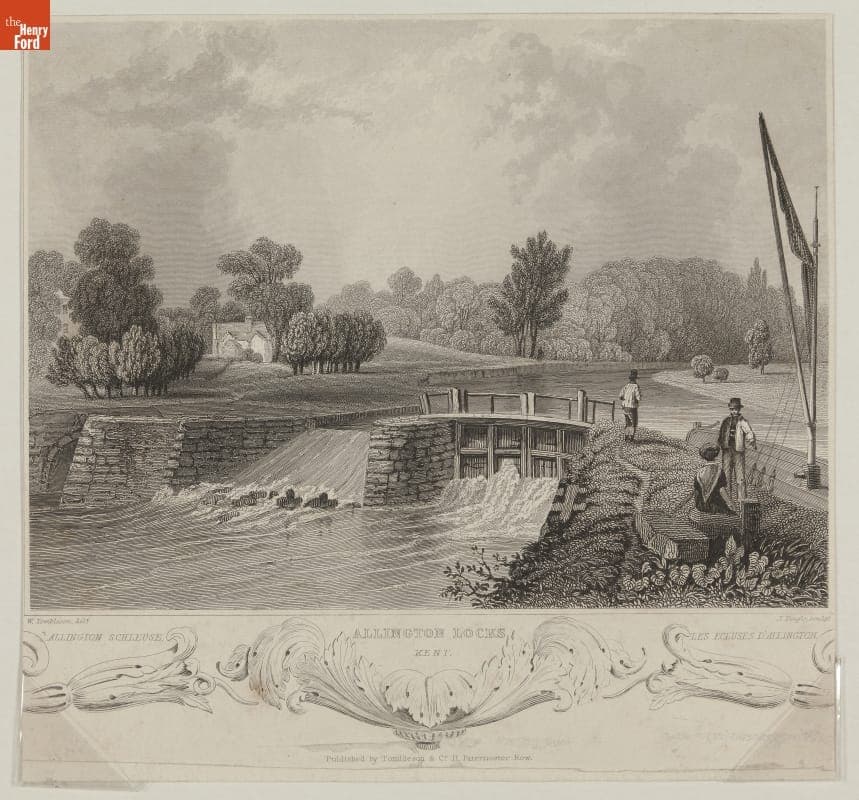 Steel Engraving, Allington Locks, Kent.," circa 1837
