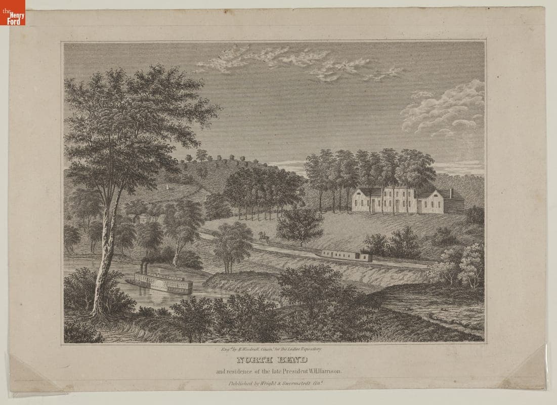 "North Bend and Residence of the Late President W.H. Harrison," circa 1843