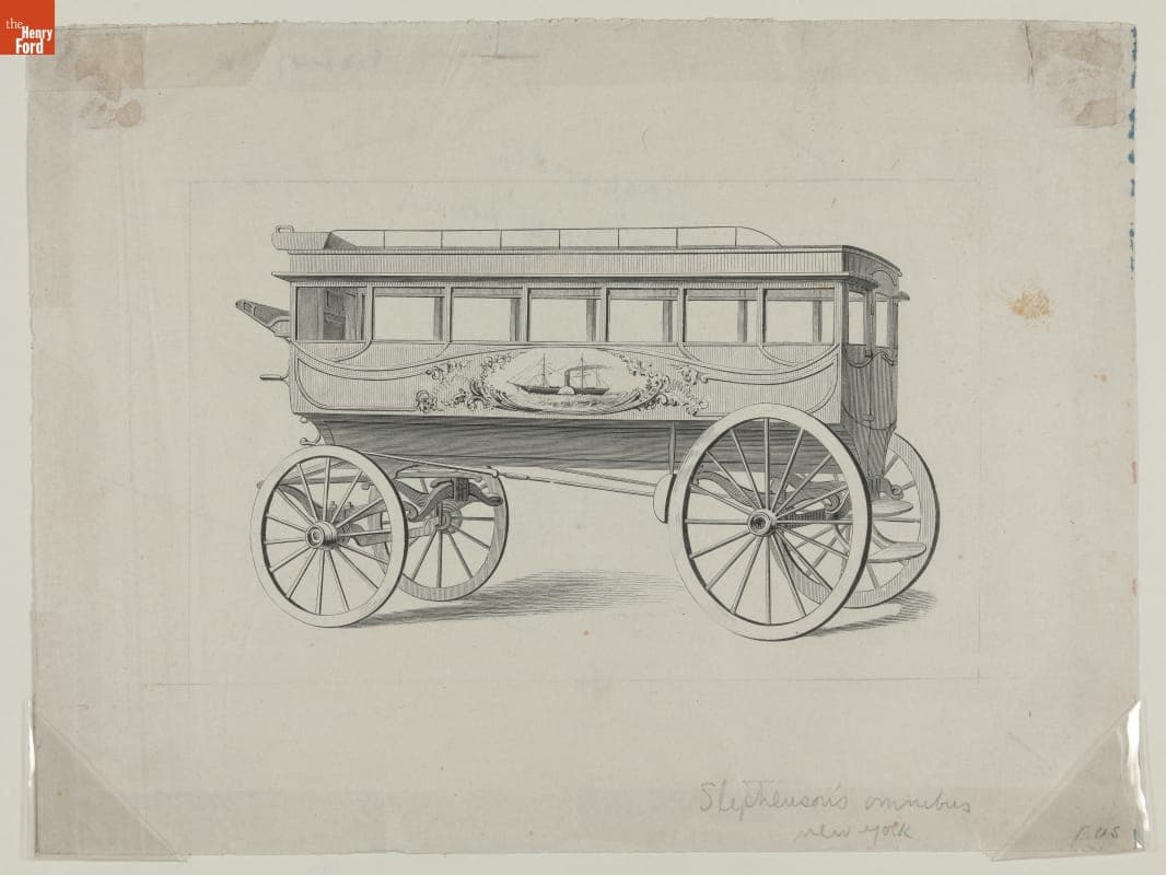 Copperplate Engraving Showing an American Omnibus of 1835-1855