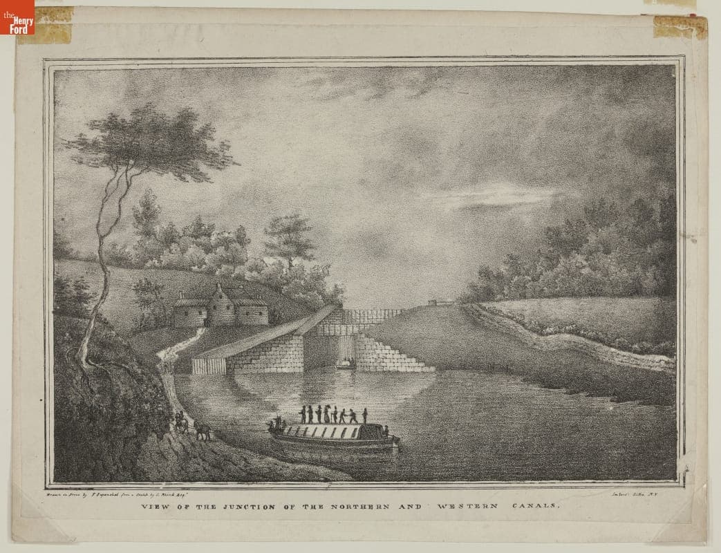 Lithograph, "View of the Junction of the Northern and Western Canals," 1825