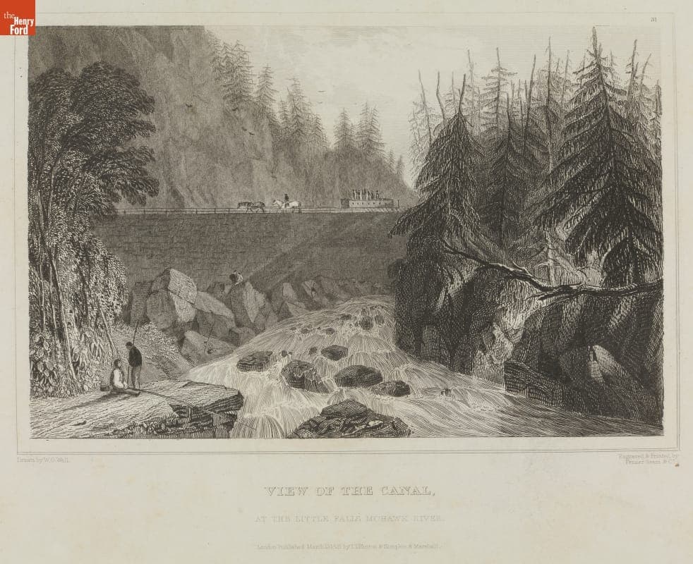 Steel Engraving, "View of the Canal [Aqueduct] at the Little Falls Mohawk River," 1831