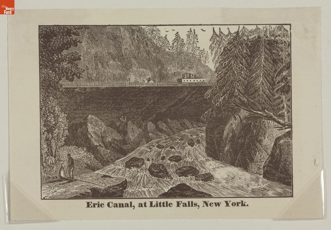 Wood Engraving, "Erie Canal, at Little Falls, New York," 1840-1845
