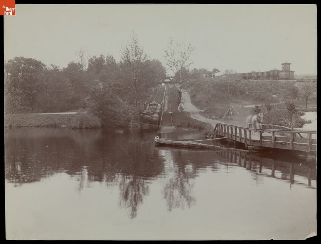 Boat Ascending Inclined Plane, Morris and Essex Canal, Waterloo, New Jersey, 1890-1901