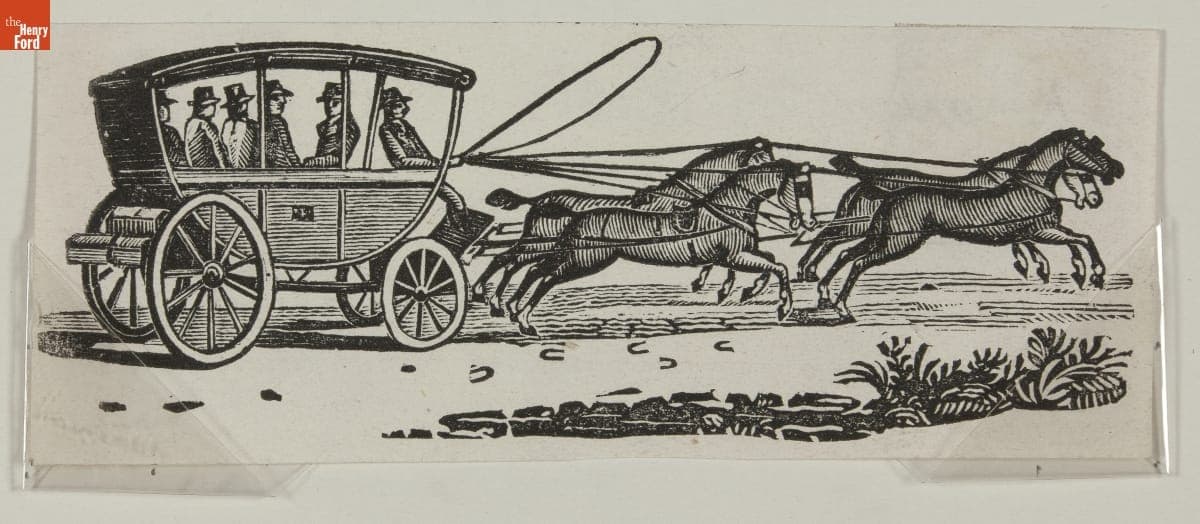 Wood Engraving, American Coach, circa 1827