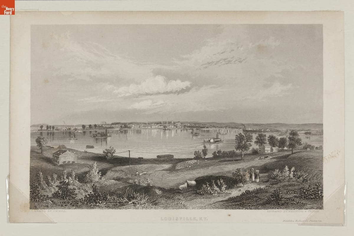 Steel Engraving, View of Louisville, Kentucky from the Opposite Side of the Ohio River, circa 1840