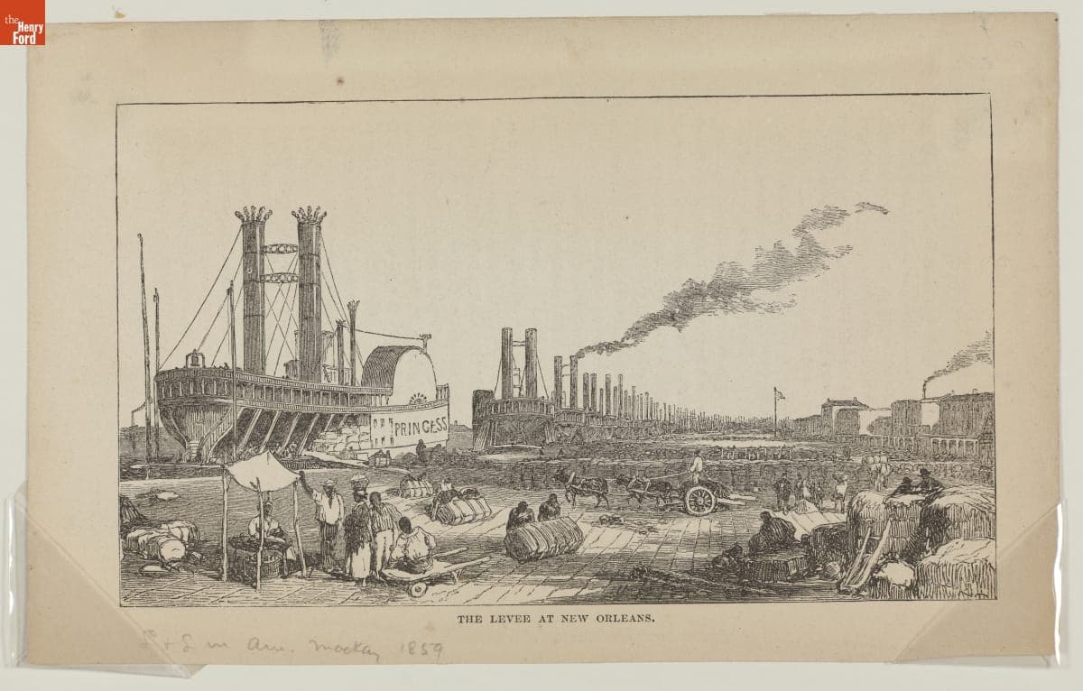 Wood Engraving, "The Levee at New Orleans," 1859