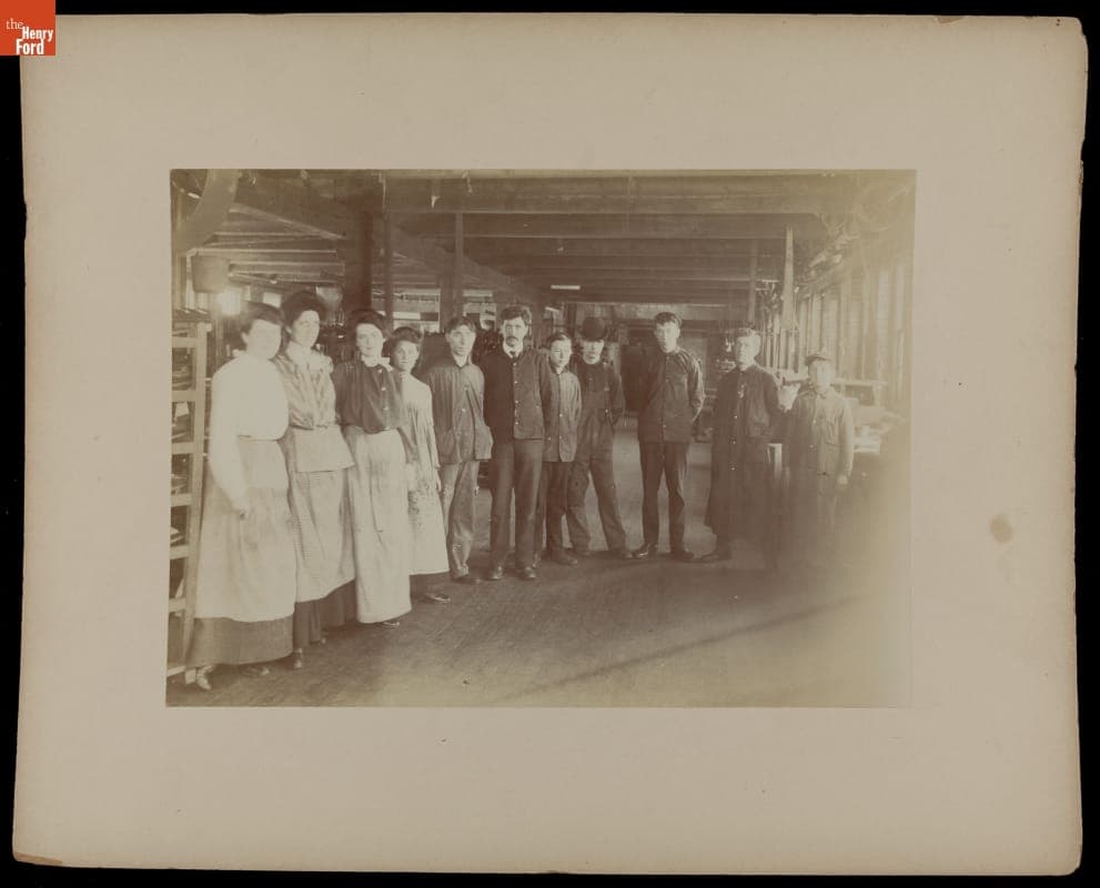 Men and Women Workers at Shoe Factory, Boston, Massachusetts, circa 1903