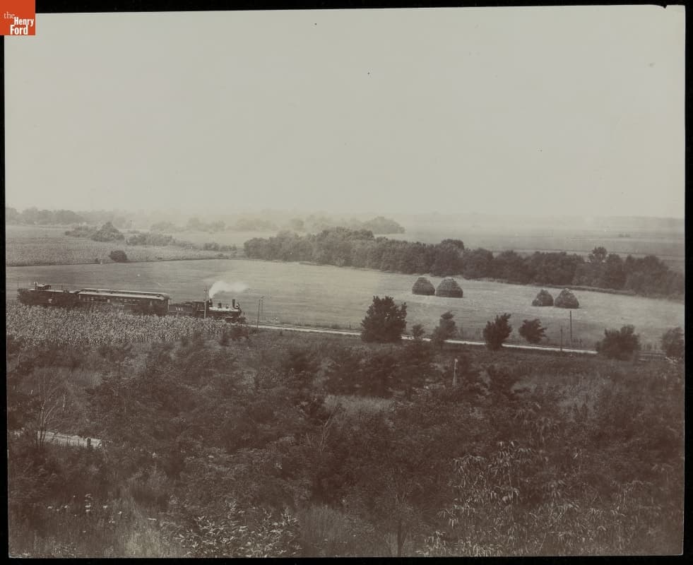 Steam Train Traveling Through the Countryside, circa 1905