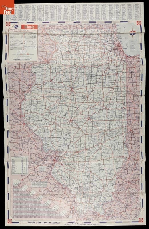 Illinois Road Map, circa 1955