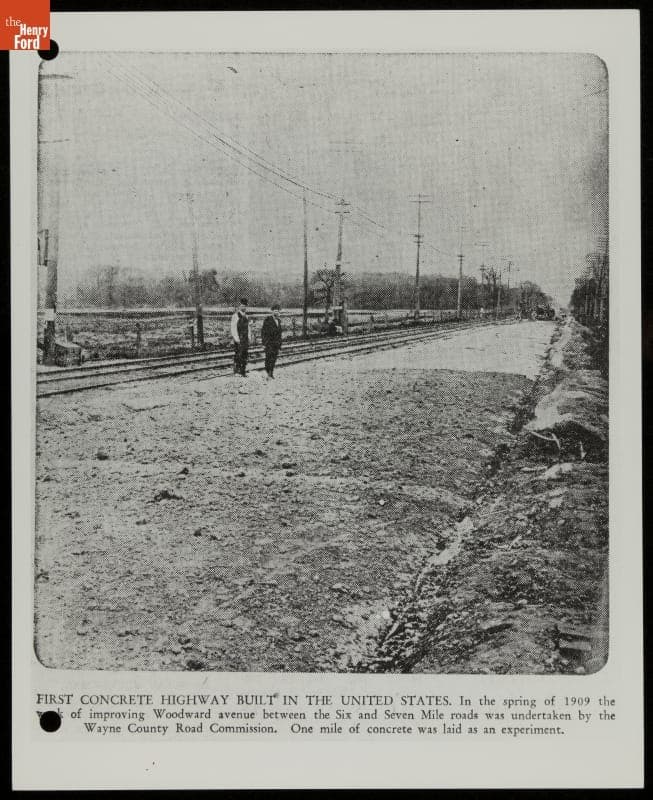 1909 News Clipping, "First Concrete Highway Built in the United States"