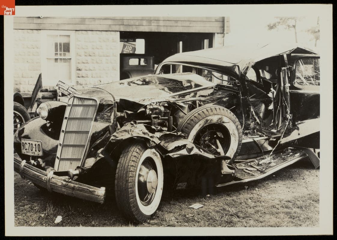 Automobile Wrecked on Driver's Side, Long Island, New York, 1935