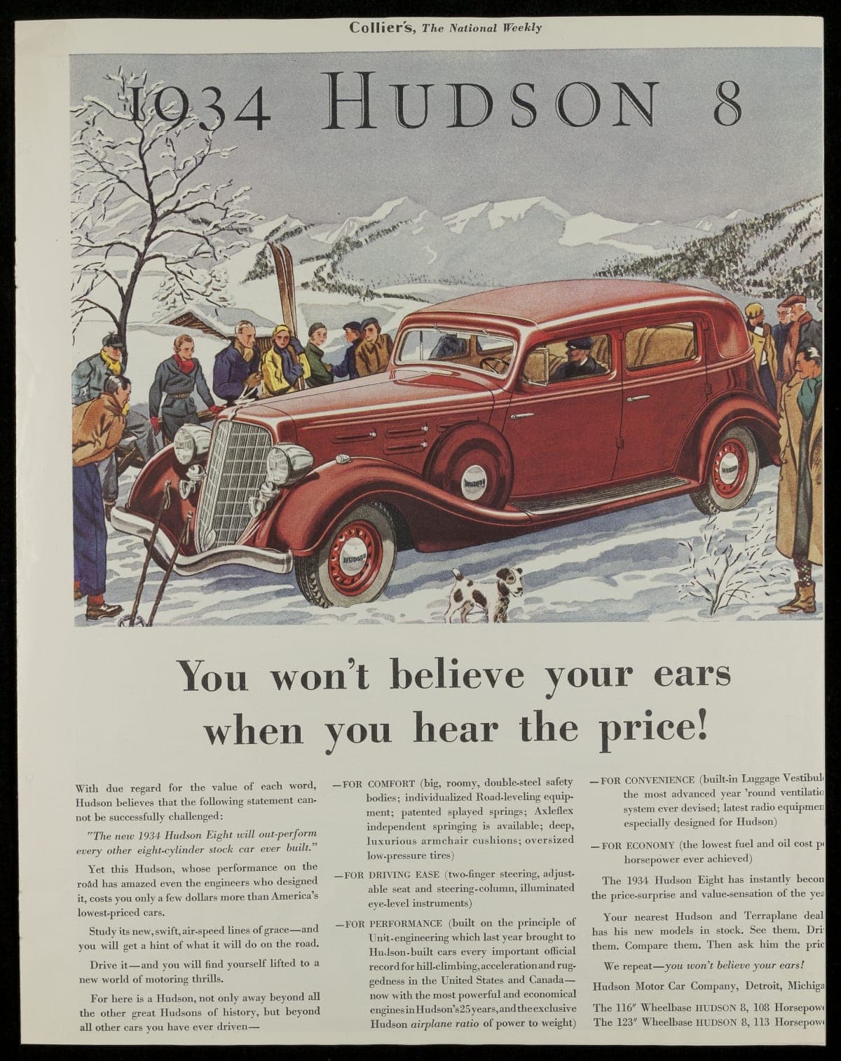 1934 Hudson 8 "You Won't Believe Your Ears When You Hear The Price!"