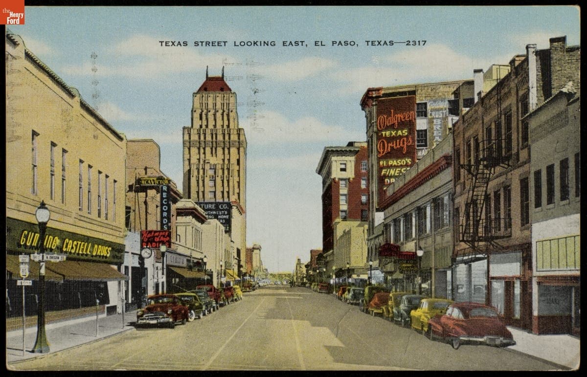 Postcard, "Texas Street Looking East, El Paso, Texas," circa 1950