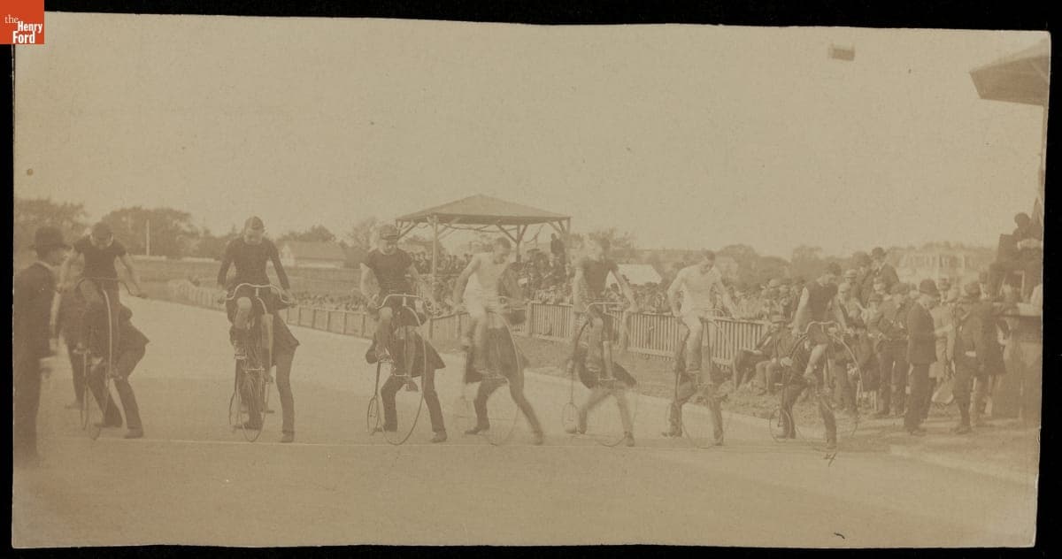 Start of a High-Wheel Bicycle Race, circa 1886