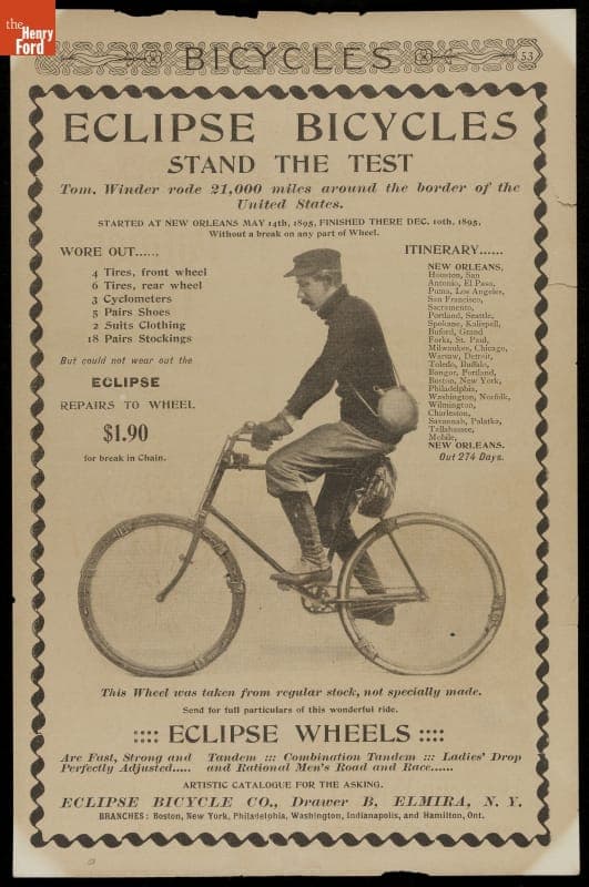 Advertisement, "Eclipse Bicycles Stand the Test," 1896