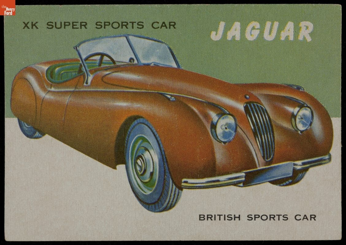 Topps "World on Wheels" Series, circa 1950 Jaguar XK Super Sports Car, circa 1954