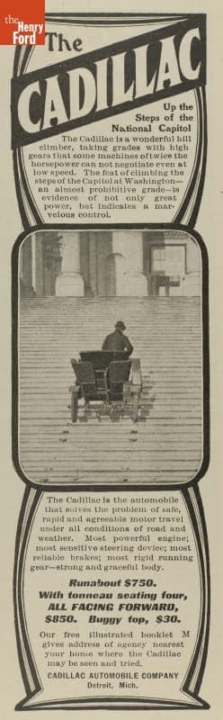 1903 Cadillac Advertisement, "The Cadillac Up the Steps of the National Capitol"