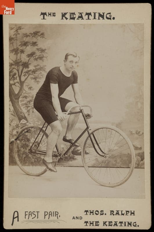 Thomas Ralph on a Keating Safety Bicycle, 1892