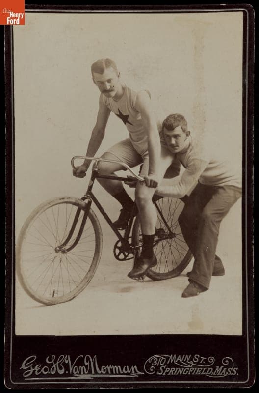 Bicycle Racer C. S. Merrill and Starter, circa 1898