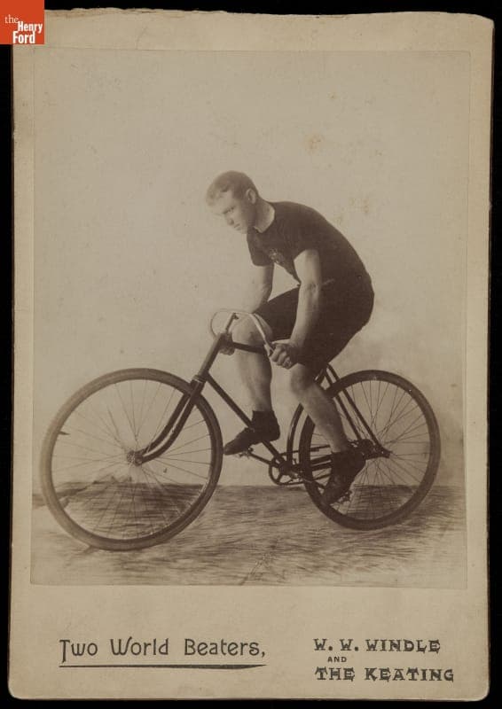Racer W. W. Windle on the Keating Safety Bicycle, 1892