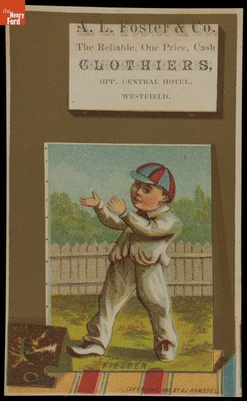 Trade Card for Men's and Children's Clothing, A. L. Foster & Co., "Fielder," 1881