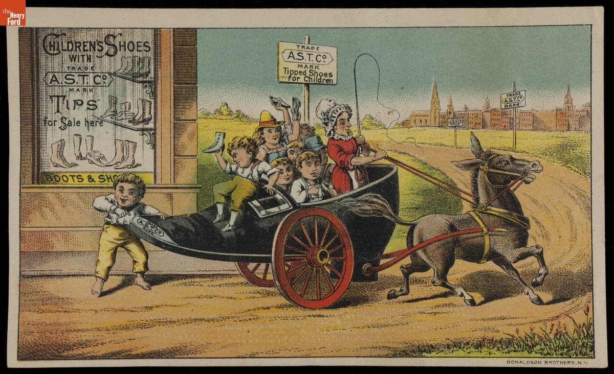 Trade Card for Children's Leather Shoe Tips, American Shoe Tip Co., circa 1875