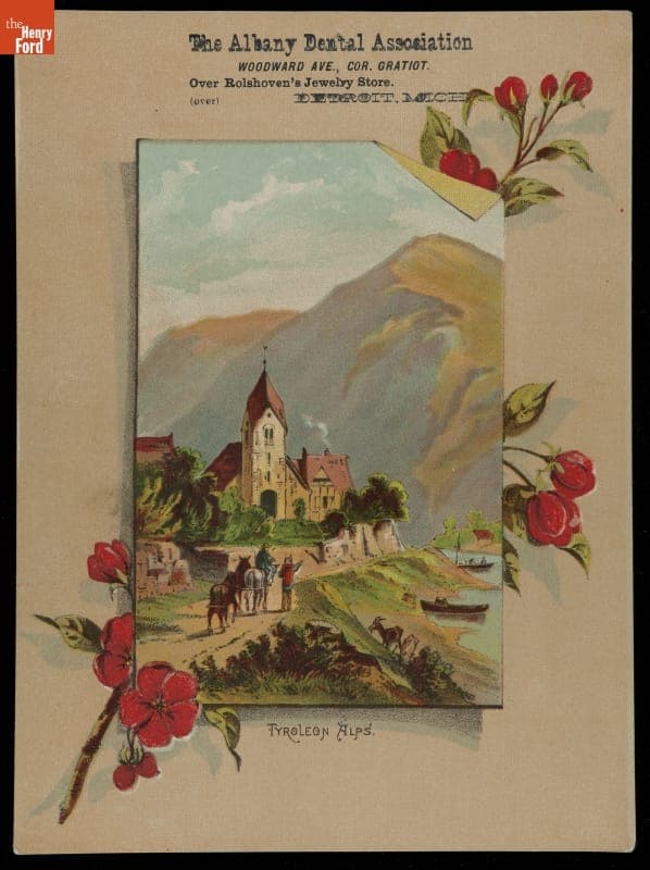 Trade Card for Albany Dental Association, "Tyrolean Alps," 1870-1900