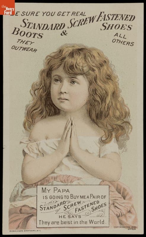 Trade Card for Standard Screw Fastened Boots & Shoes, American Co-Operative Boot & Shoe Co., 1886