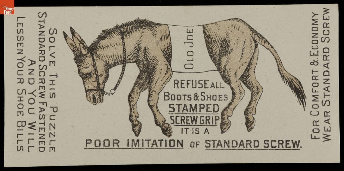 Trade Card for American Co-Operative Boot & Shoe Co., circa 1886