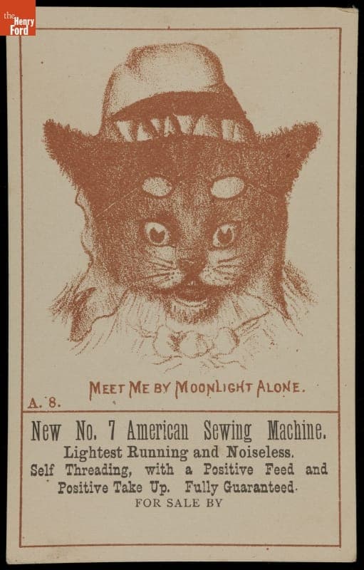 Trade Card for American Sewing Machine, "Meet Me by Moonlight Alone," 1870-1890