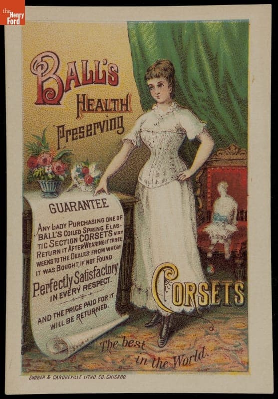 Trade Card for Ball's Health Preserving Corsets, 1880-1900