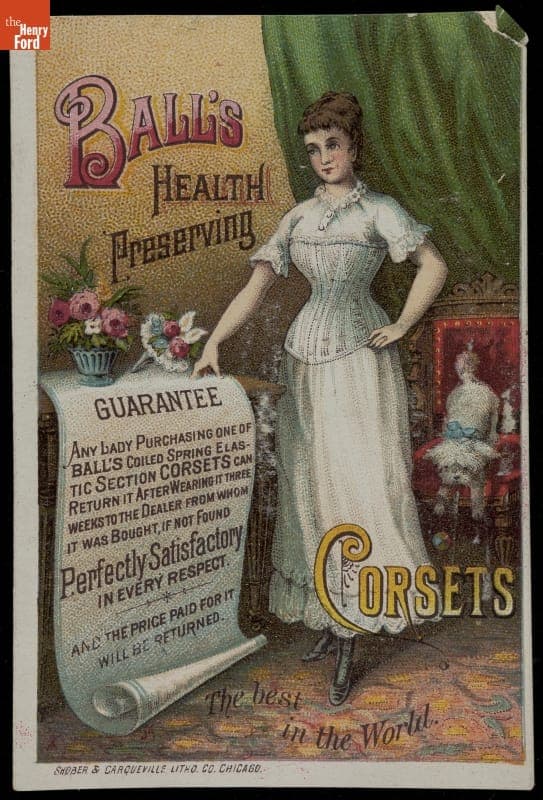 Trade Card for Ball's Health Preserving Corsets, 1880-1900