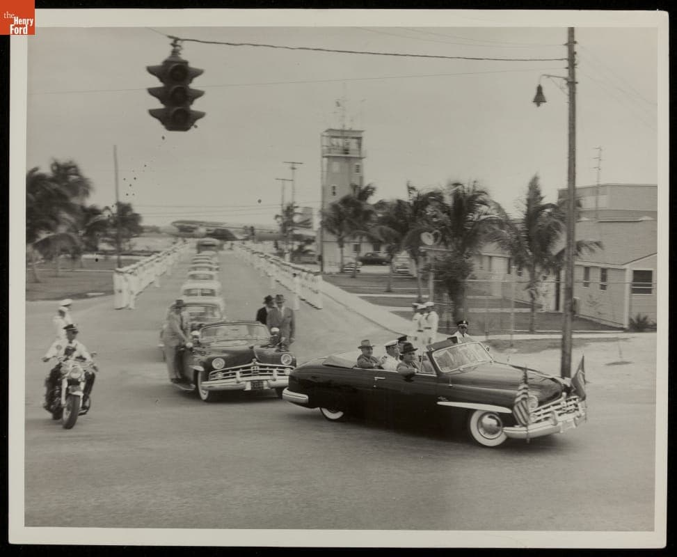 President Harry Truman Riding in Motorcade, Key West Naval Station, Florida, 1952