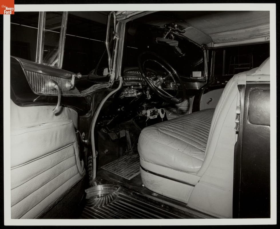 Left Front Interior Detail of a 1956 Cadillac Presidential Limousine
