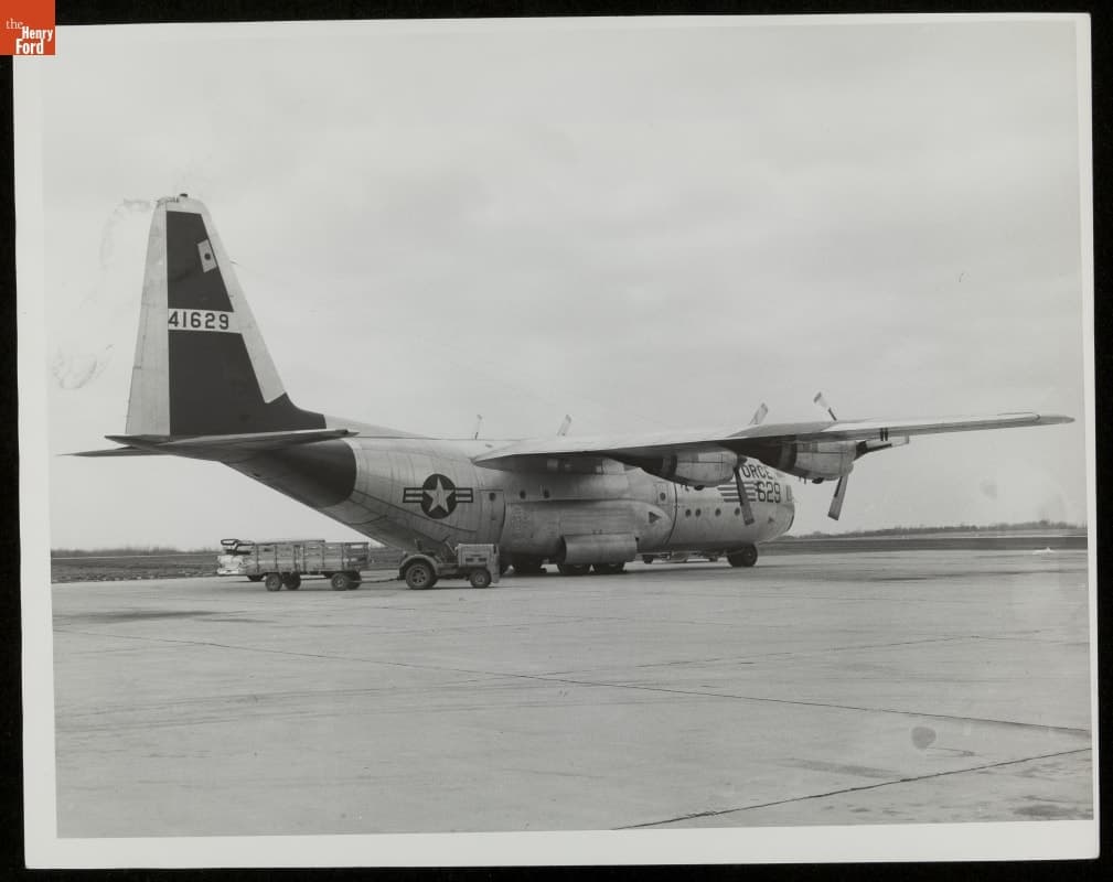 Lockheed C-130 Hercules Airplane Used to Transport Presidential Vehicles, Andrews Air Force Base, circa 1960