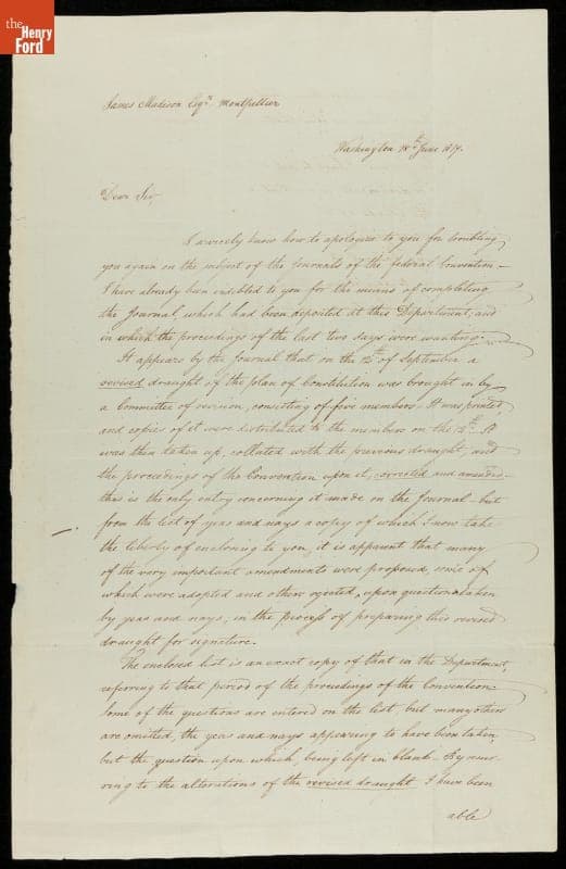 Letter from John Quincy Adams to James Madison, 1819
