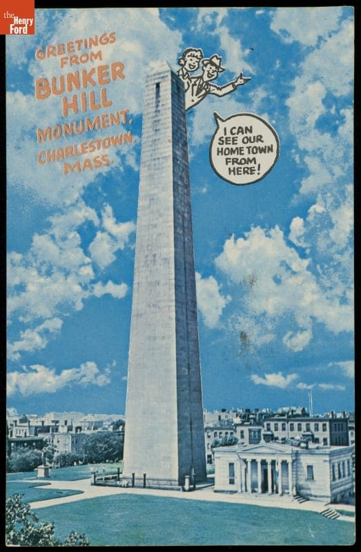 "Greetings From Bunker Hill Monument, Charlestown, Massachusetts: I Can See Our Home From Here!" 1960