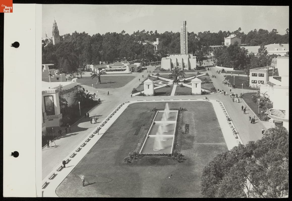 Overhead View of the Firestone Singing Fountain, California Pacific International Exposition, San Diego, 1935